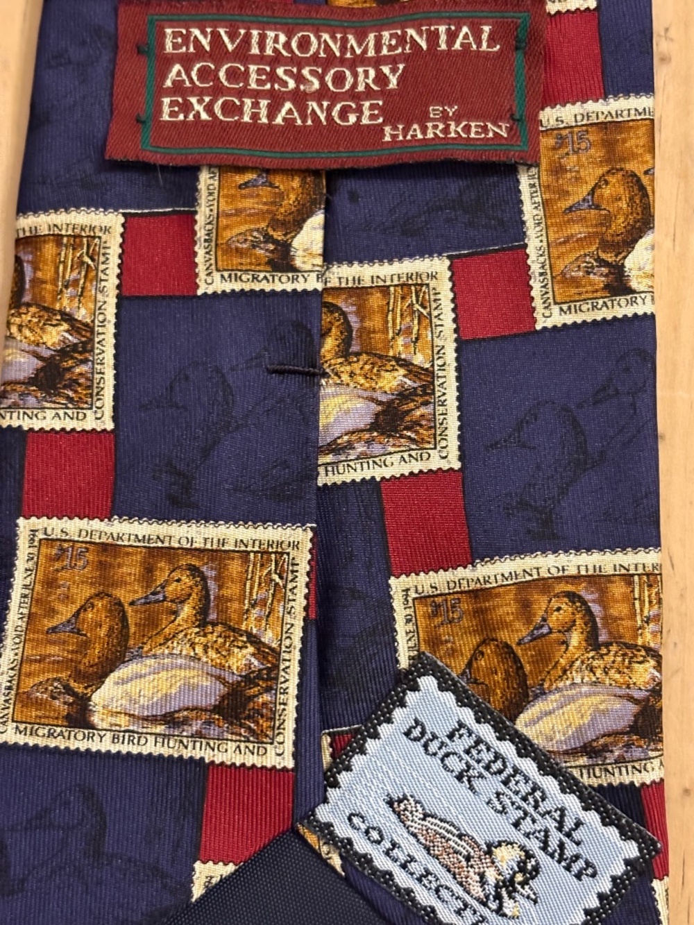 Vintage Environmental Accessory Exchange Harken Duck Stamp Silk Necktie